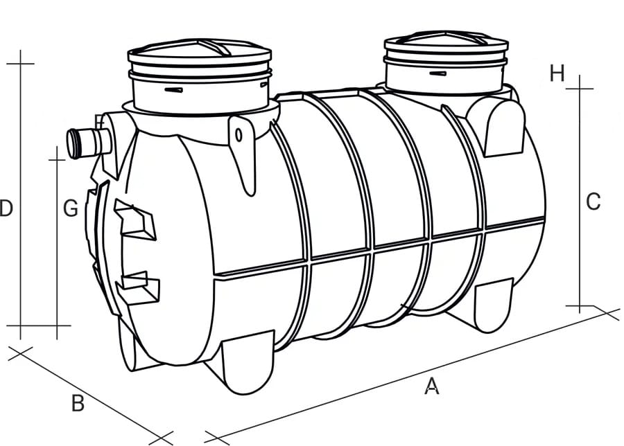 Dwukomorowa Oczyszczalnia WH 2500L Z Filtrem Zestaw 6 Tuneli 300l
